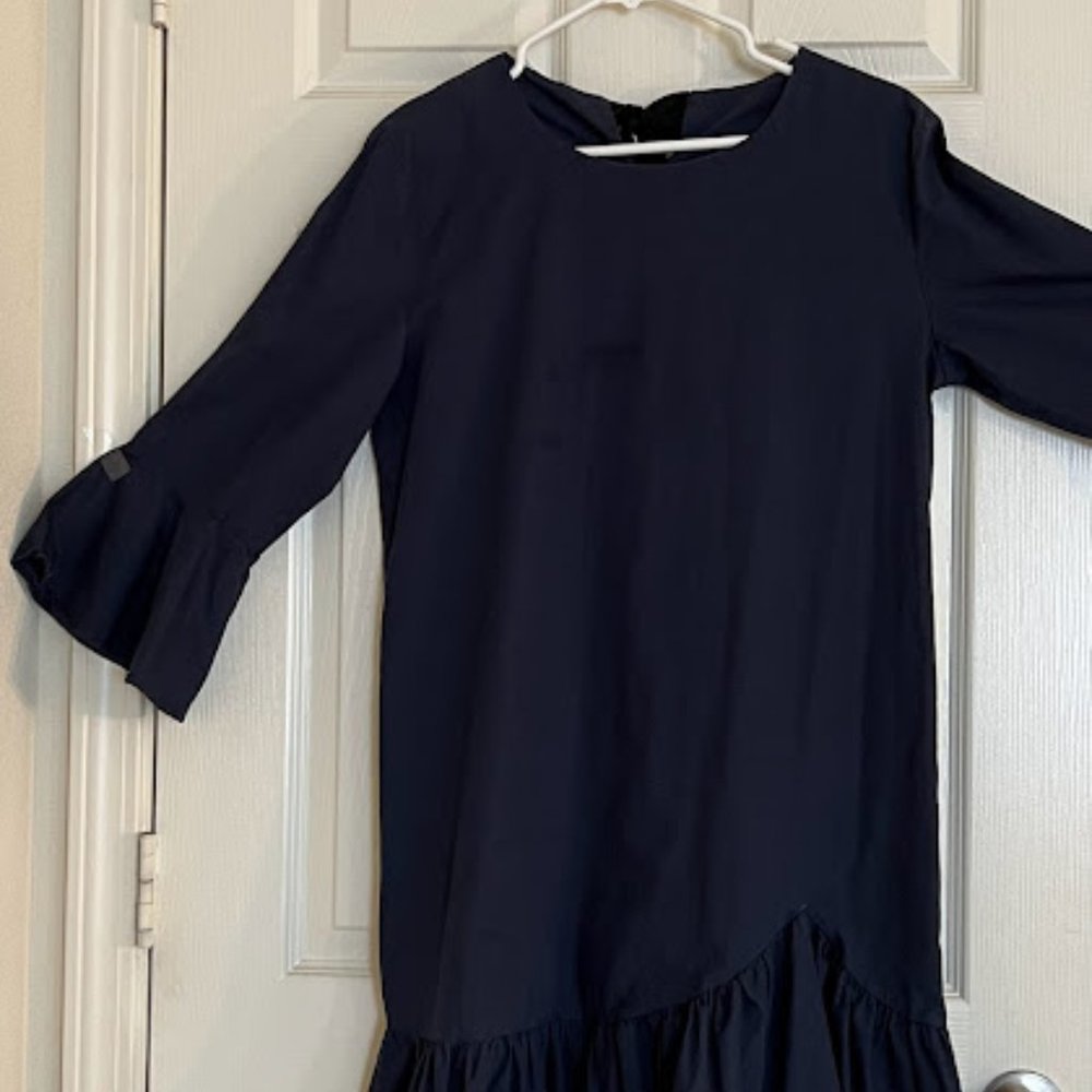 Women navy blue long sleeves long / midi dress